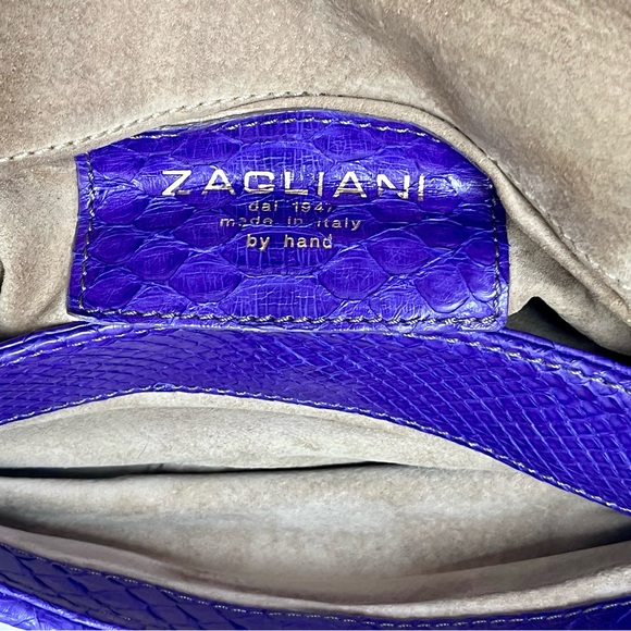 ZAGLIANI Handmade Vintage Python Puffy Clutch Bag with Heavyweight Chain - Picture 12 of 13